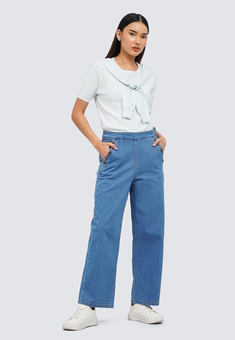 Button Details Denim Pants