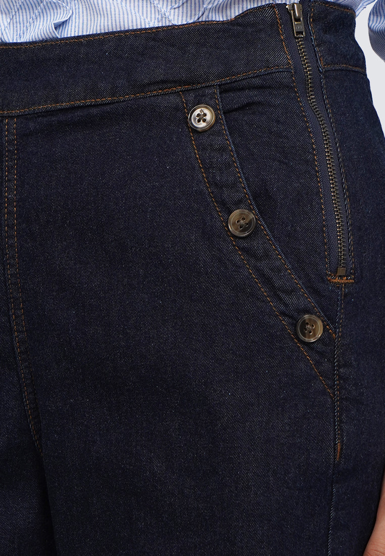 Button Details Denim Pants