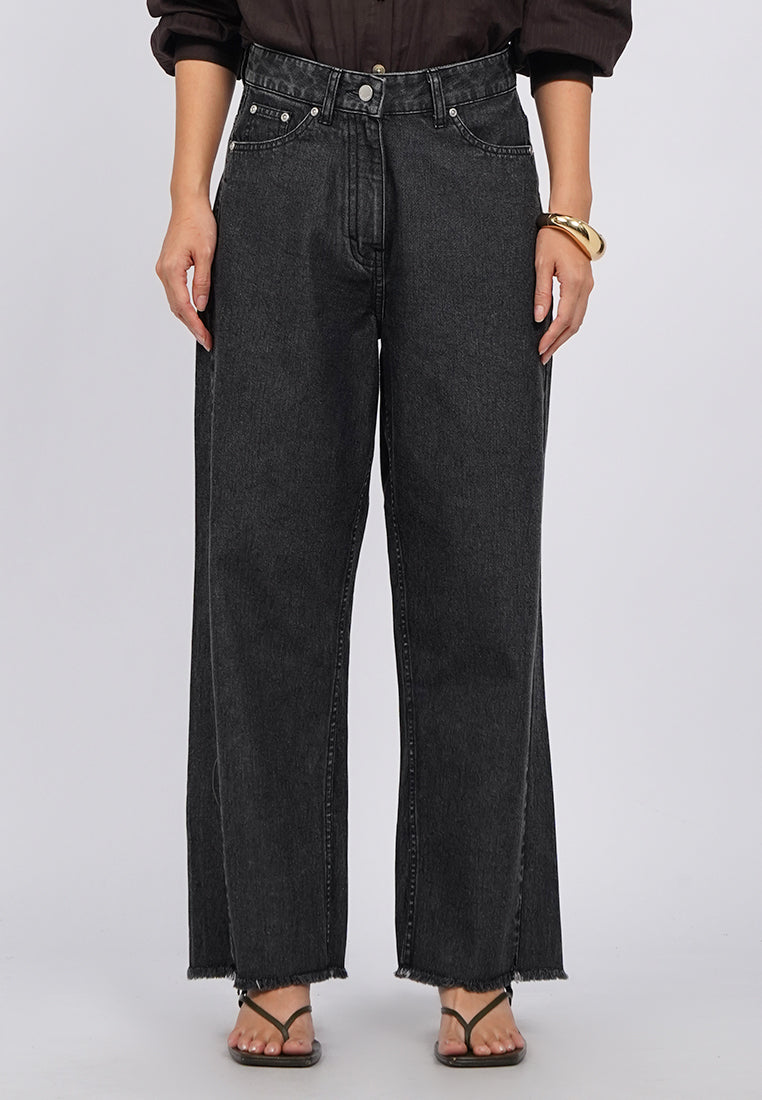 Regular Fit Frayed Denim Pants