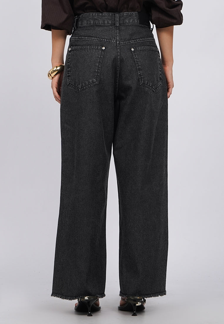 Regular Fit Frayed Denim Pants
