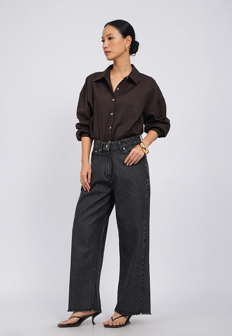 Regular Fit Frayed Denim Pants