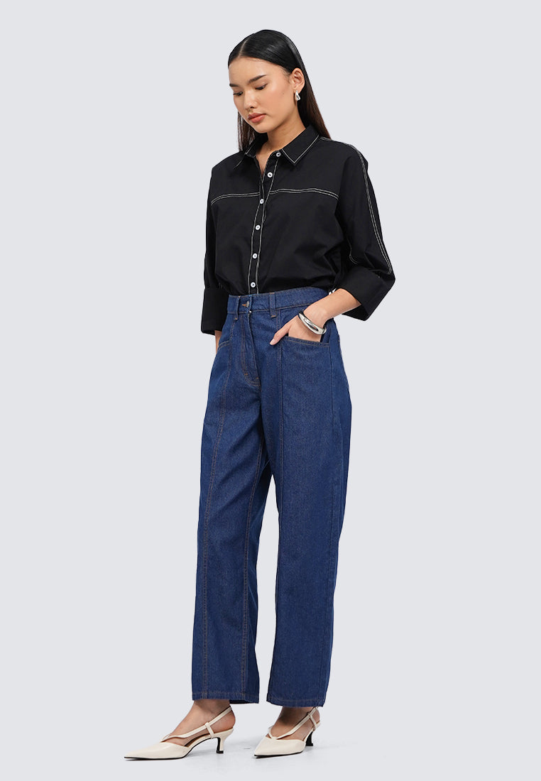 Contrast Stitch Denim Pants