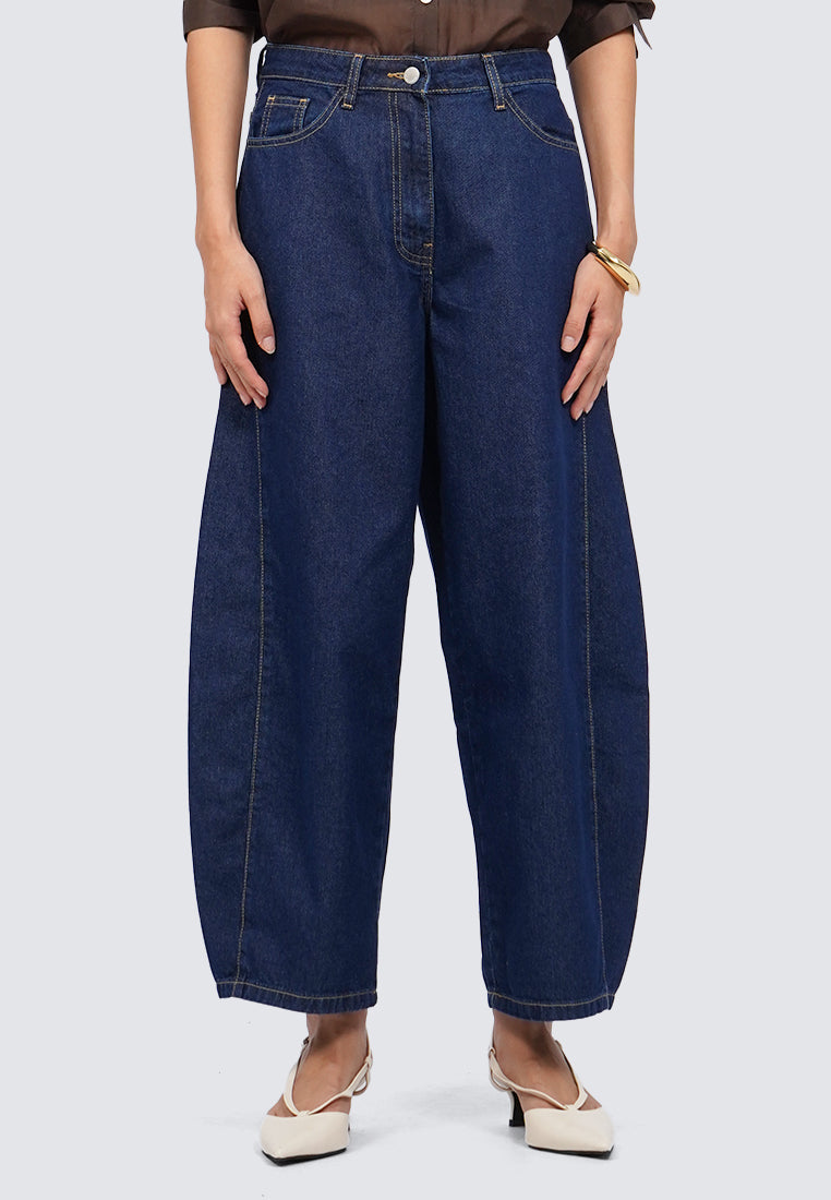 High Waist Barrel Denim Pants