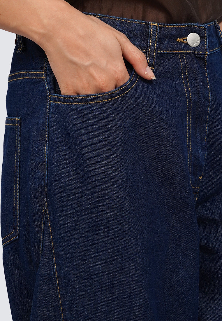 High Waist Barrel Denim Pants