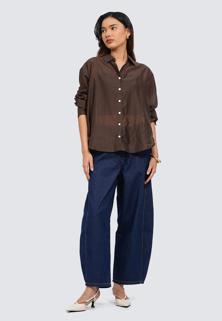 High Waist Barrel Denim Pants