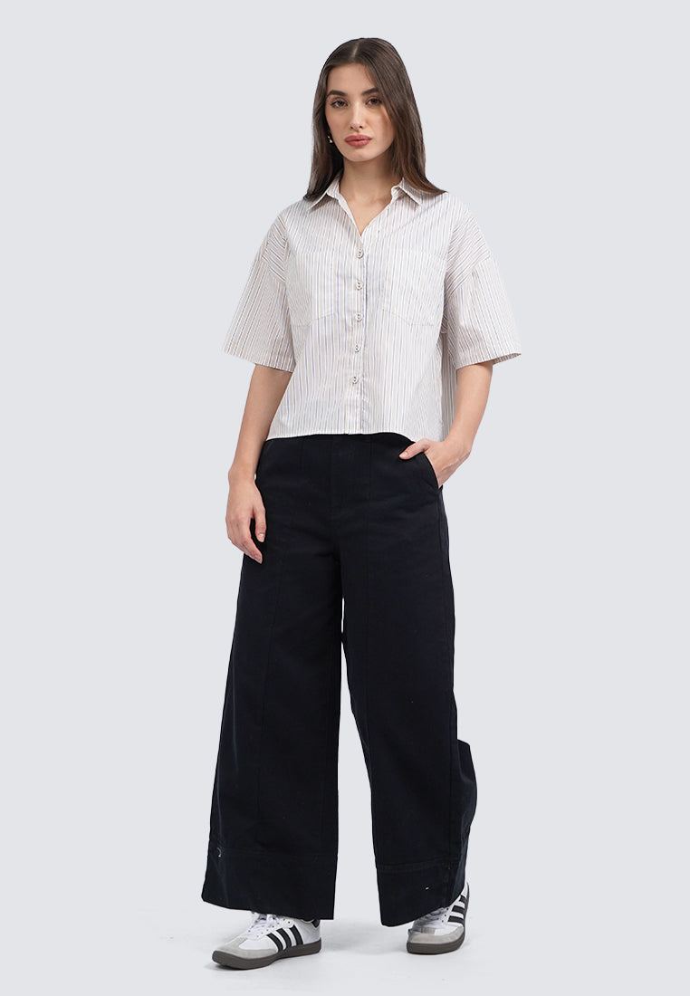 Wide Leg Twill Pants