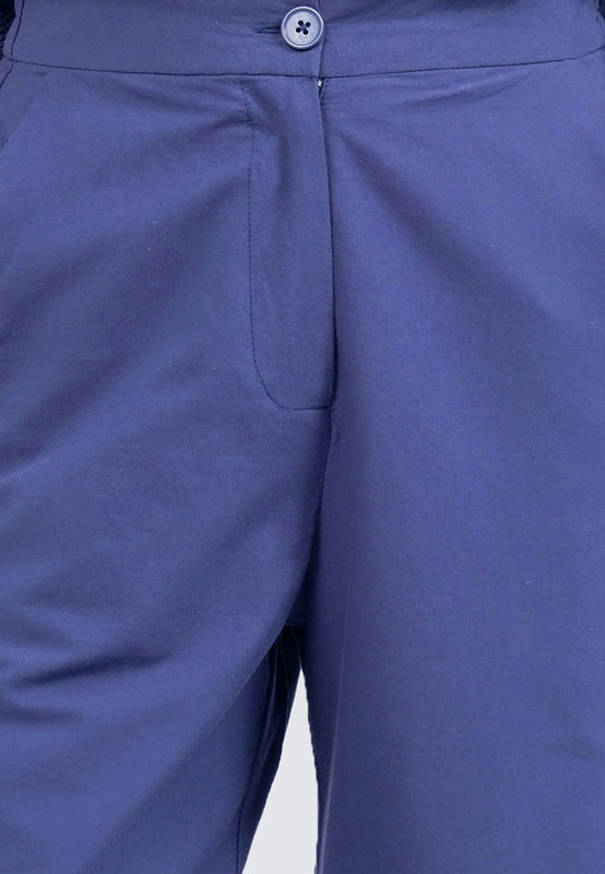 Embroidered Pants with Scallop Hem