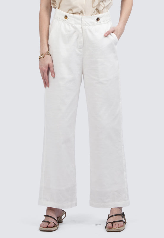 Straight Pants with Button on Waist