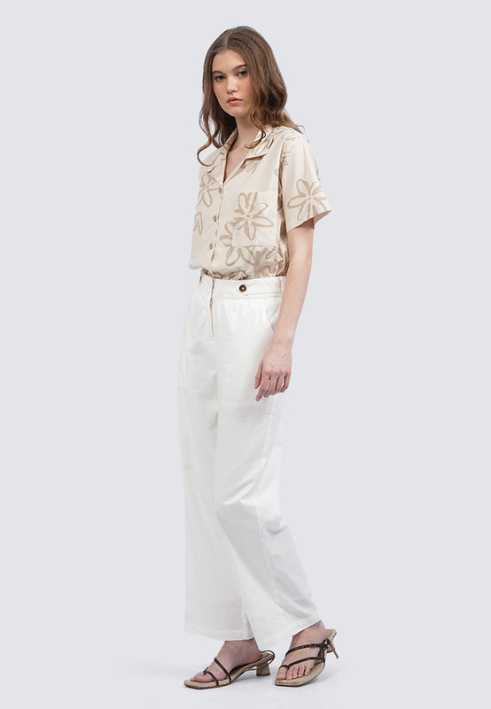 Straight Pants with Button on Waist