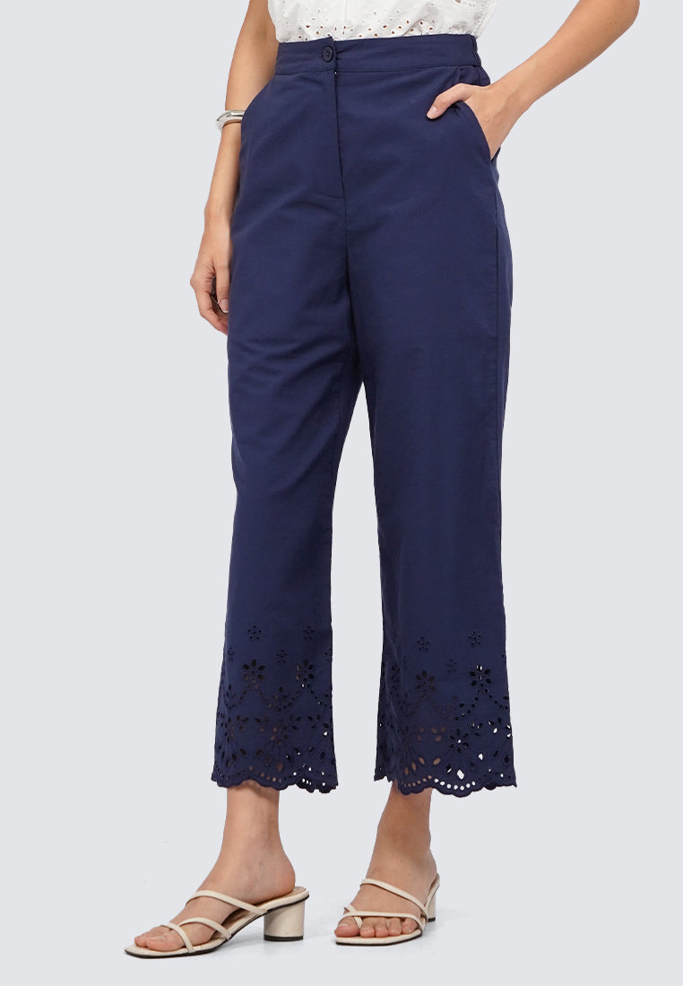 Loose Eyelet Long Pants