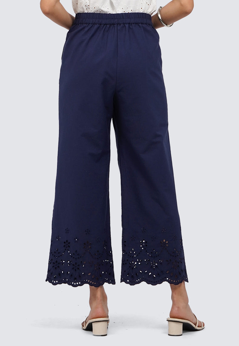 Loose Eyelet Long Pants