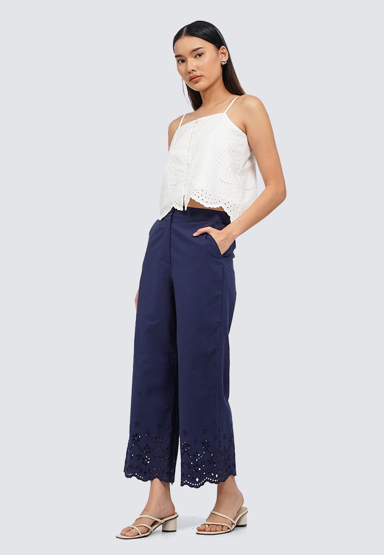 Loose Eyelet Long Pants