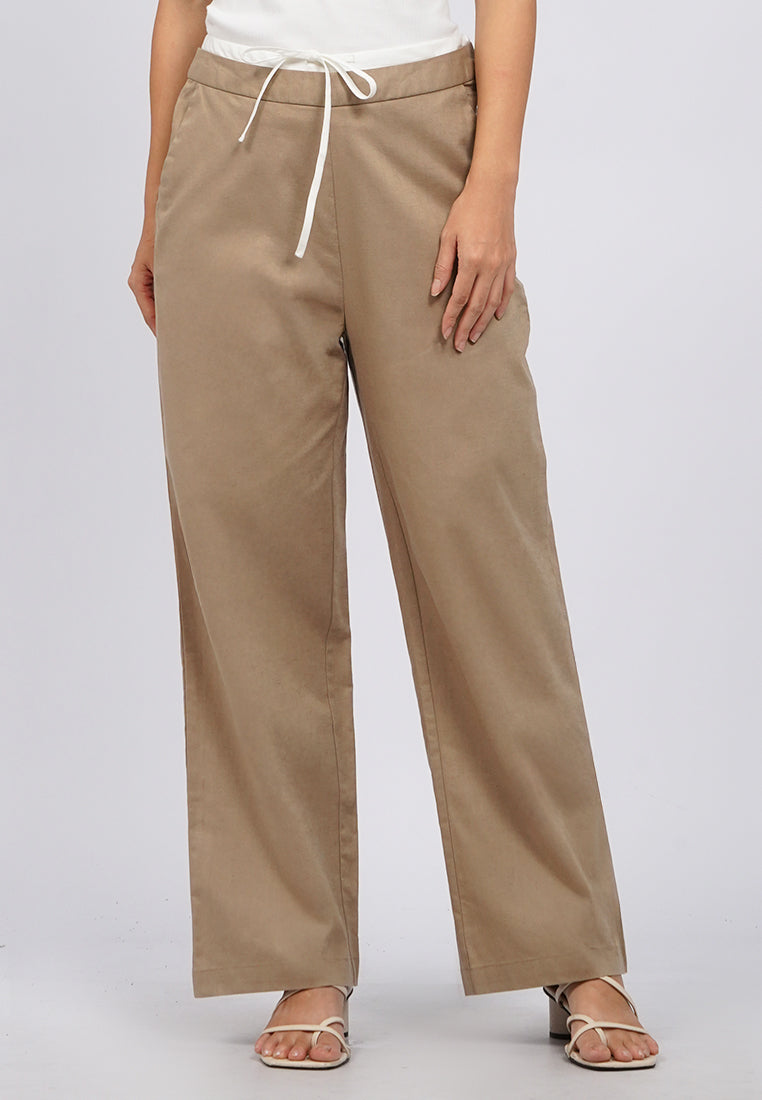 Linen Blend Pants with Drawstring