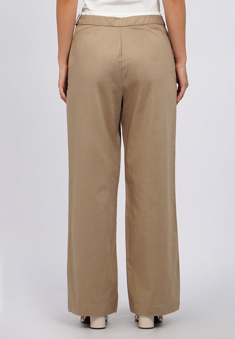 Linen Blend Pants with Drawstring