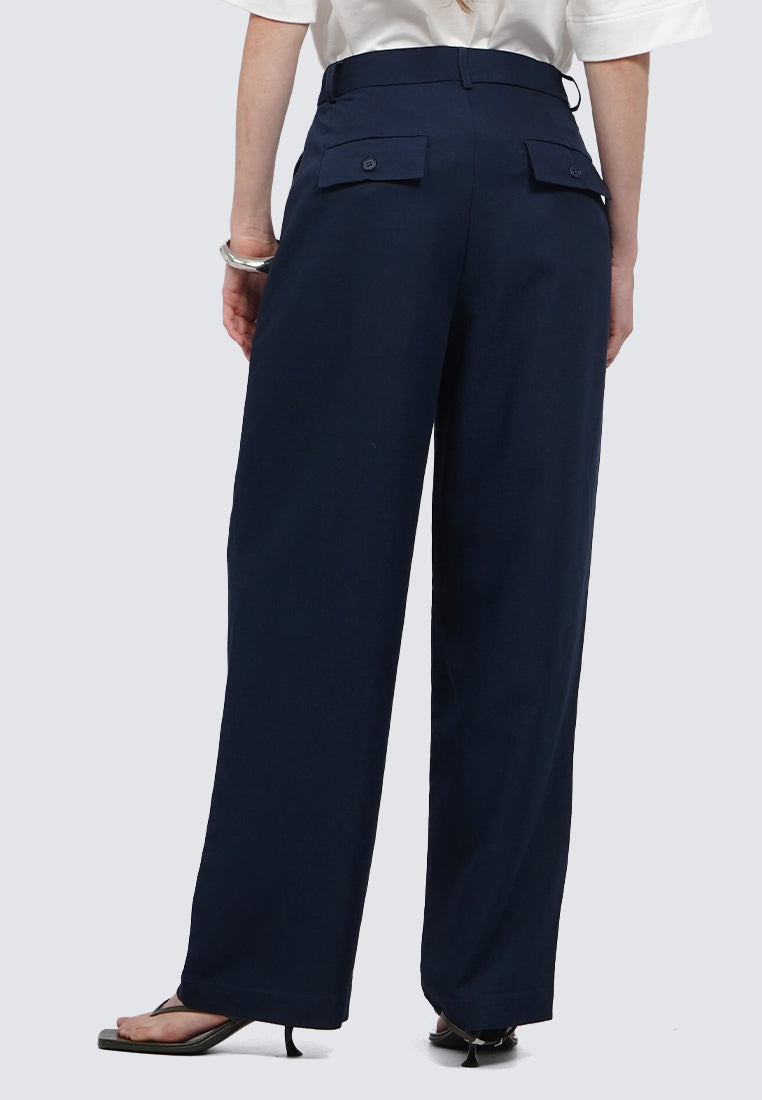 Wide Leg Pants with Pleat Details