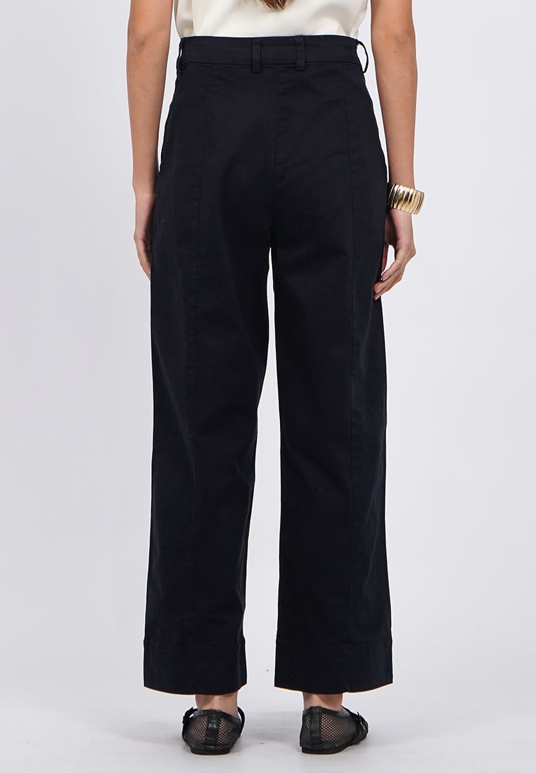 High Waist Buttoned Hem Pants