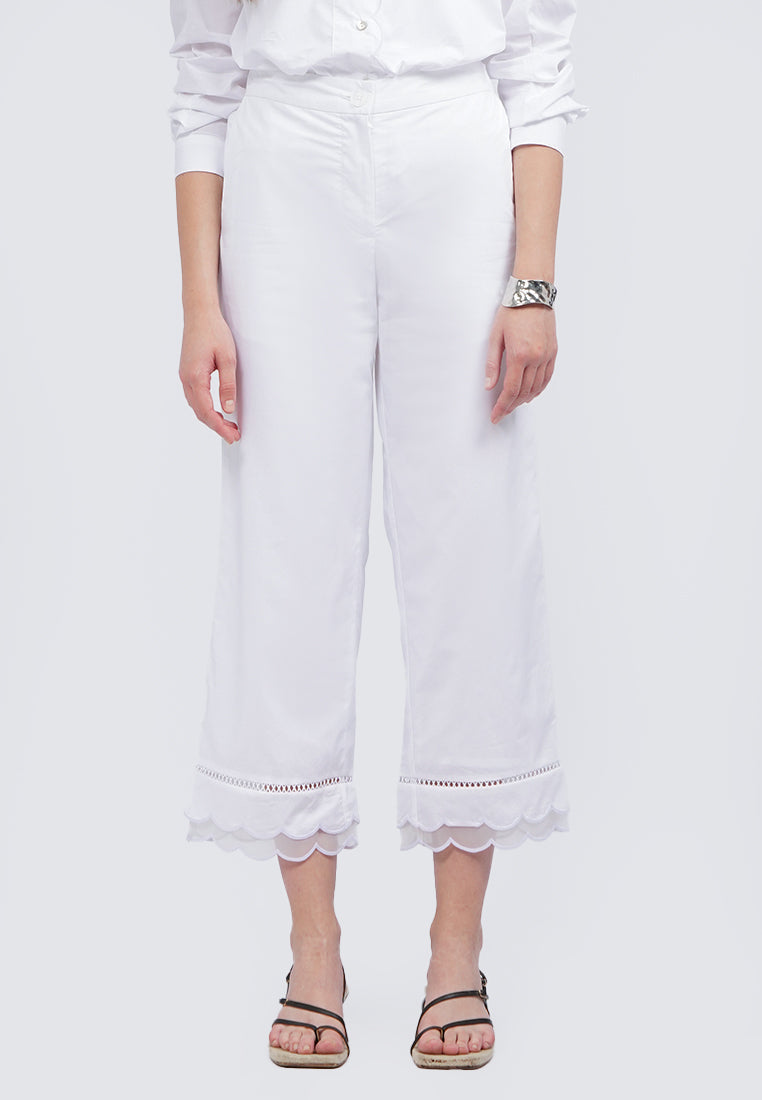 Ankle Length Pants with Lace Hemline