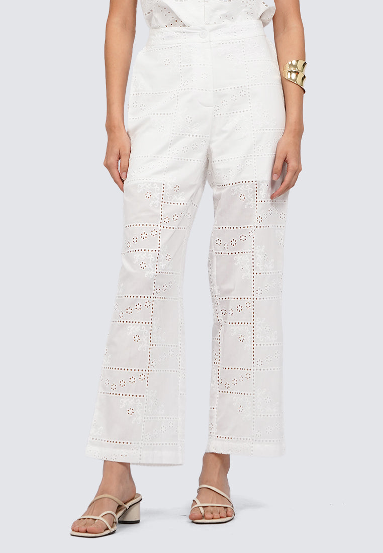 High Waist Eyelet Pants