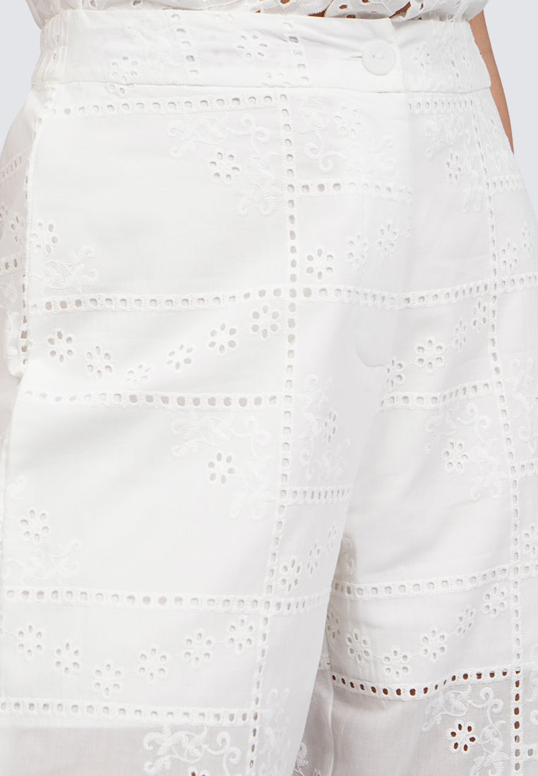 High Waist Eyelet Pants