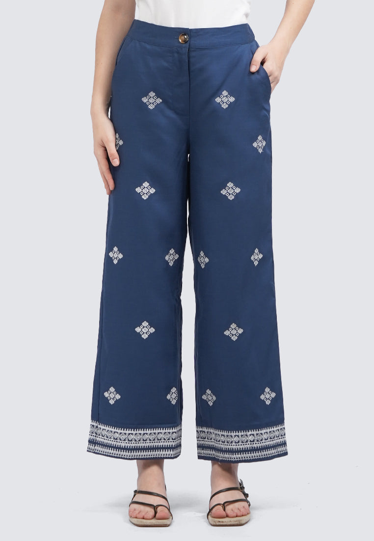 Embroidered Wide Leg Pants