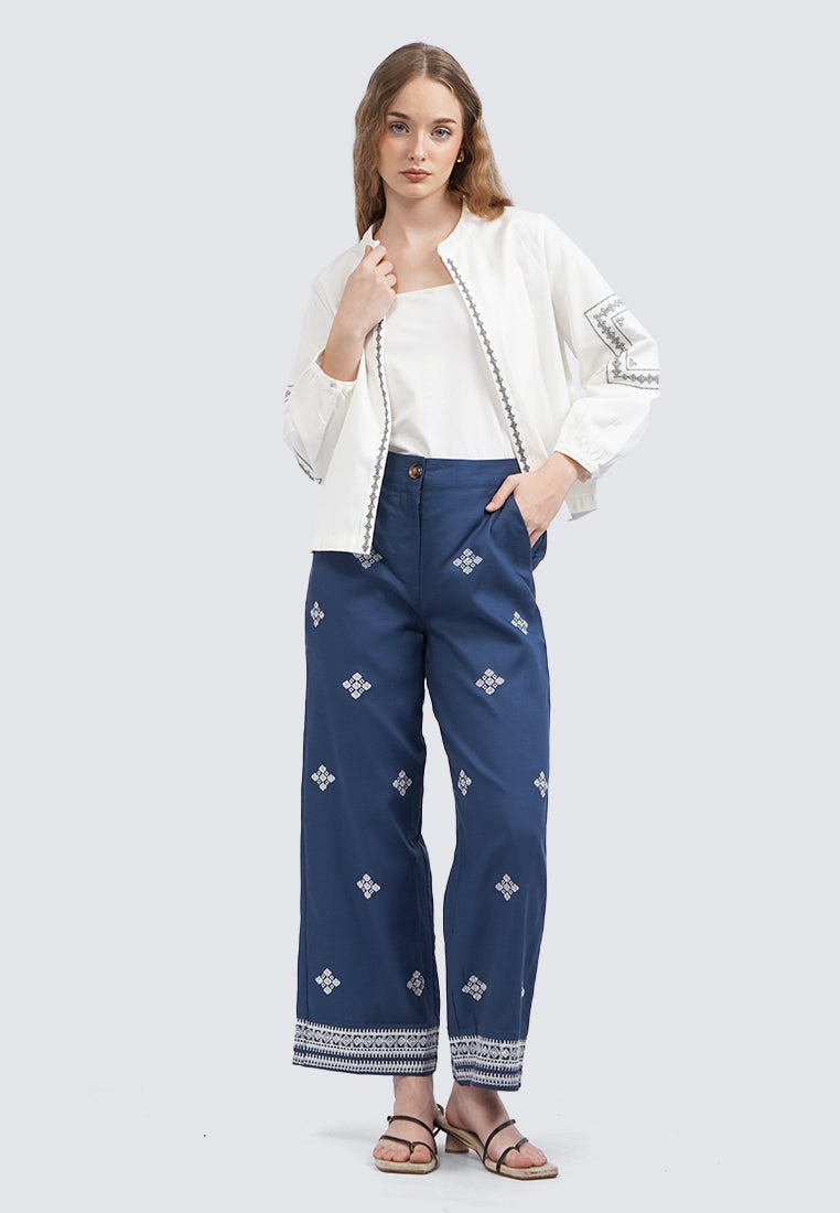 Embroidered Wide Leg Pants