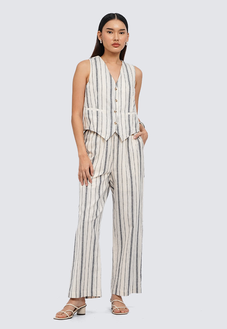 Stripes Pants with Drawstring Waist