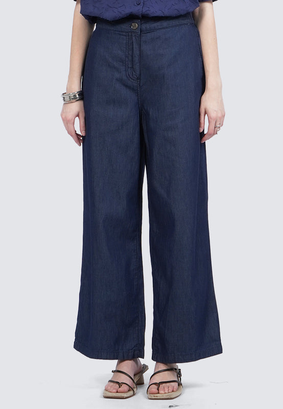 Wide Leg Chambray Pants