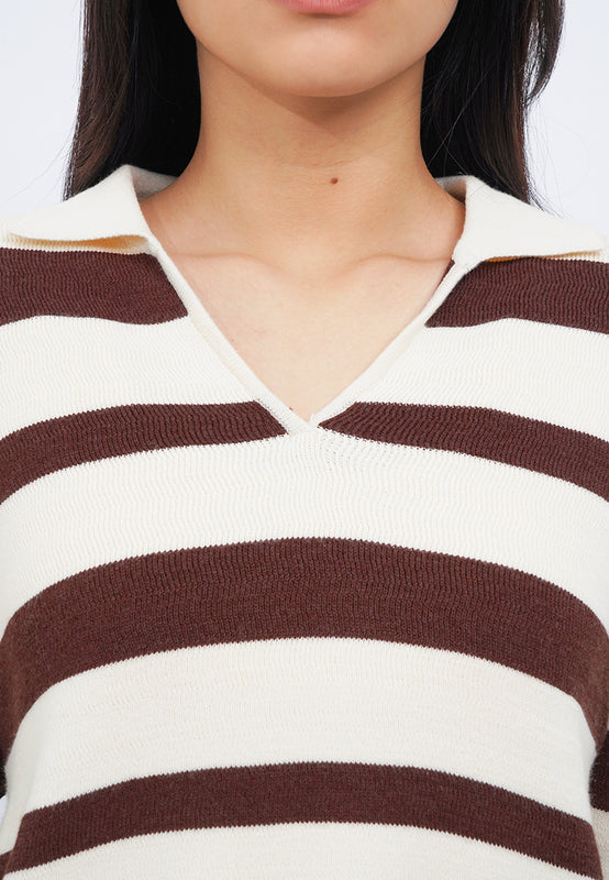Oversized Stripes Collared Sweater