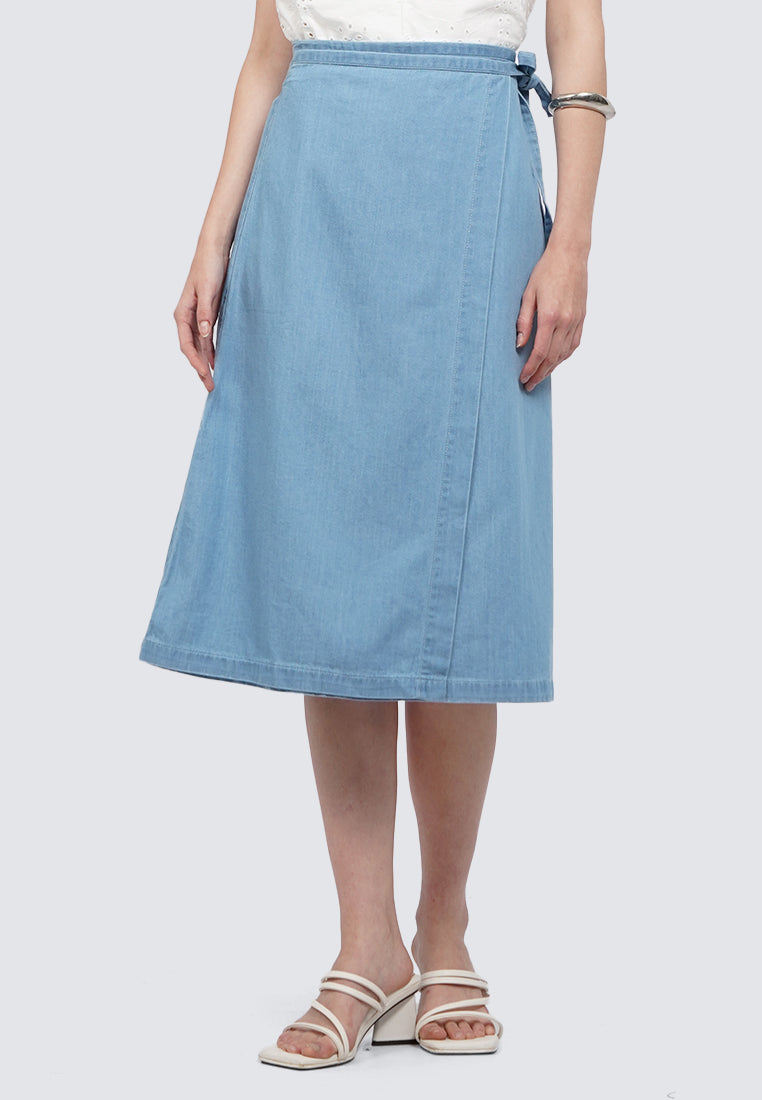 A-Line Denim Midi Skirt