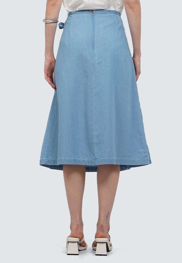 A-Line Denim Midi Skirt