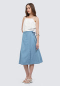 A-Line Denim Midi Skirt