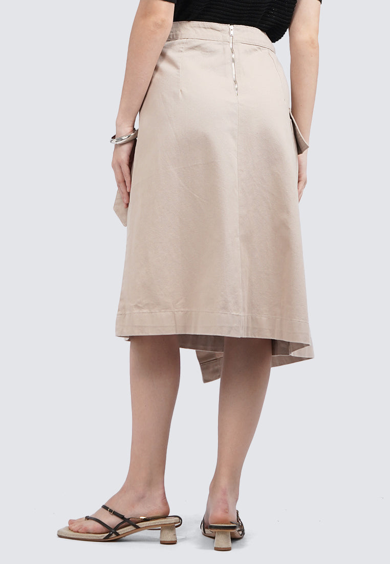 Belted Midi Skirt with Side Pocket
