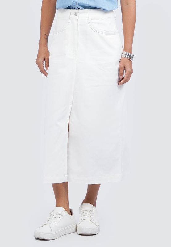 Regular Fit Midi Skirt with Front Slit
