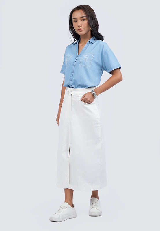 Regular Fit Midi Skirt with Front Slit
