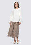 A-Line Eyelet Midi Skirt