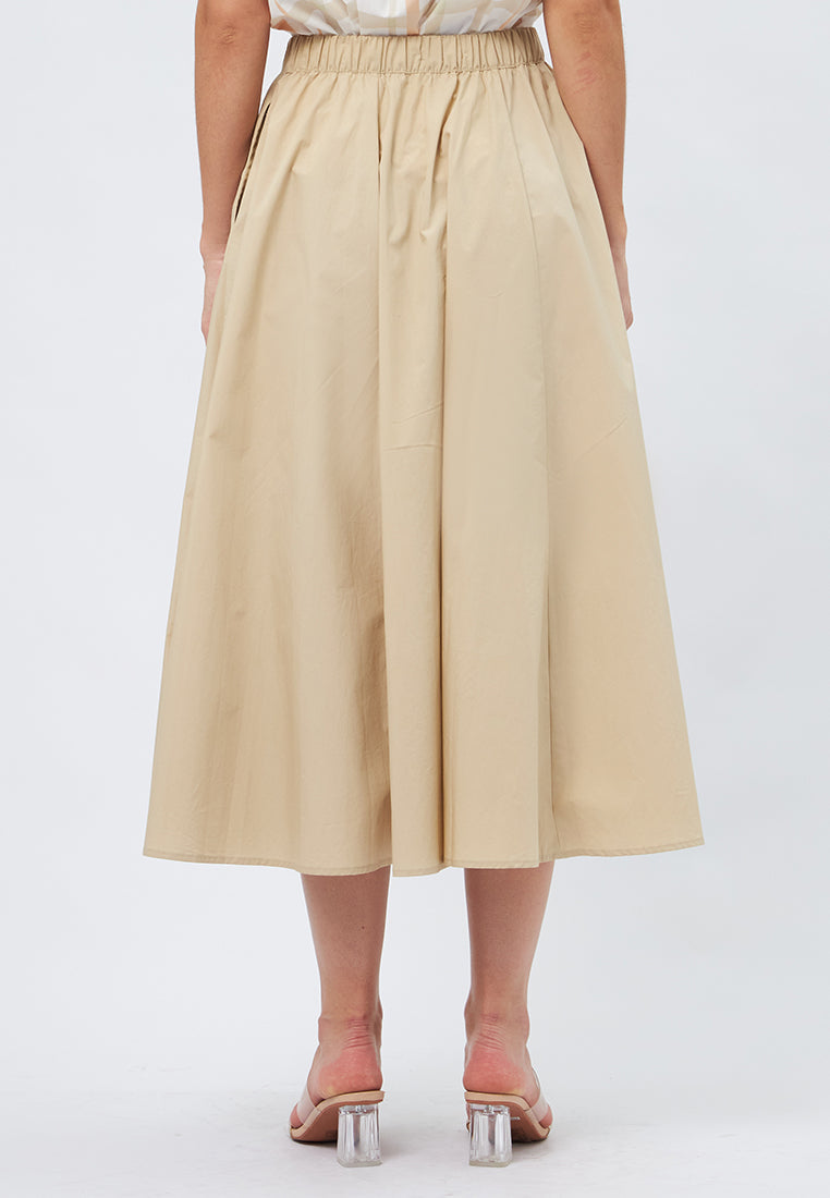 Flared Midi Skirt with Elastic Waist