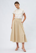 Flared Midi Skirt with Elastic Waist