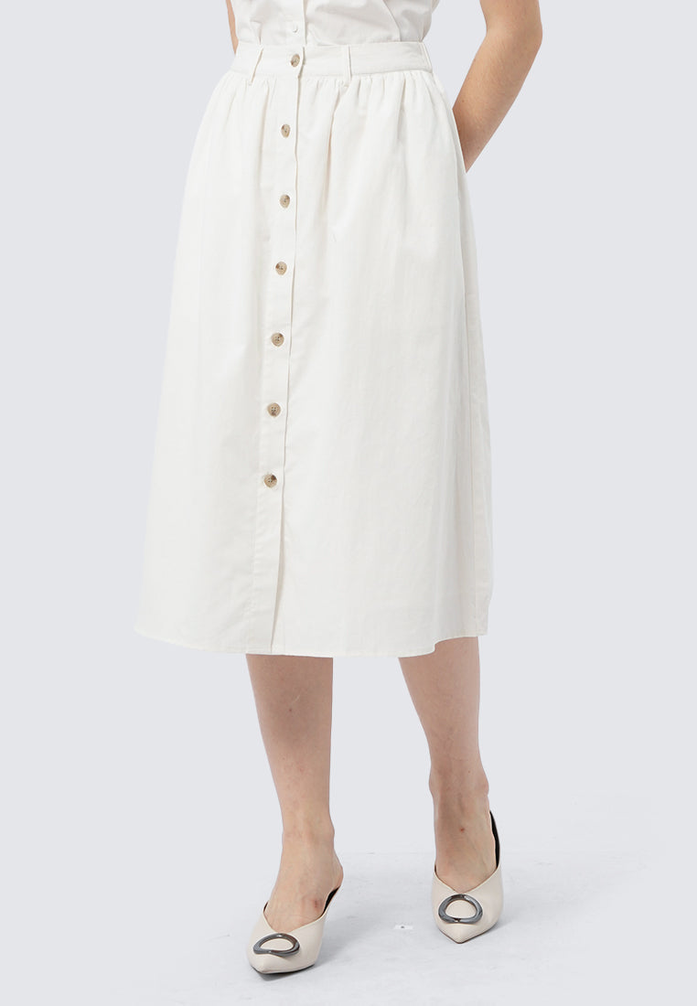 Midi Skirt with Front Button Details