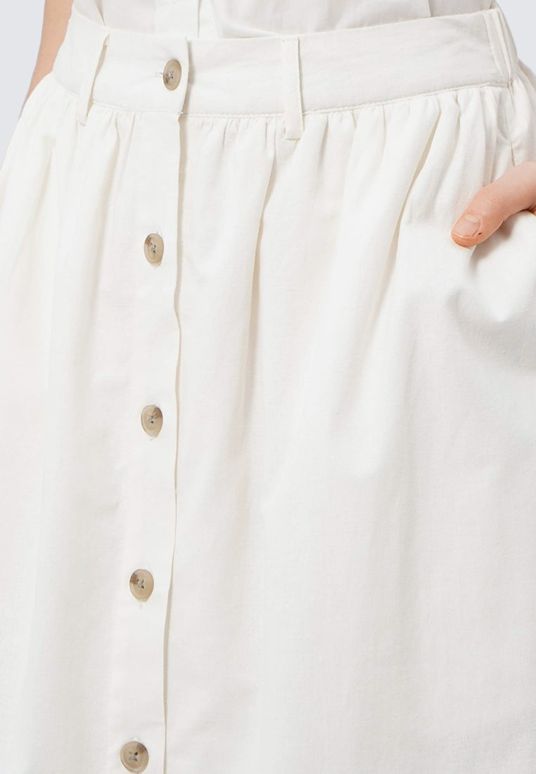 Midi Skirt with Front Button Details