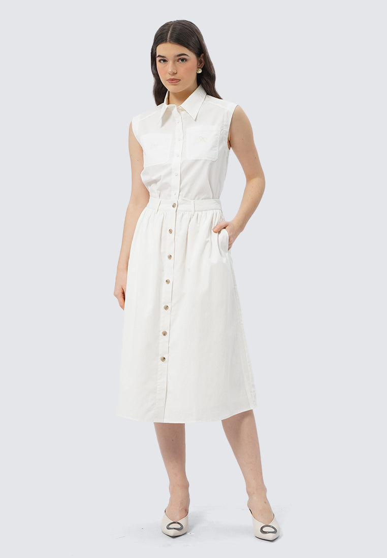 Midi Skirt with Front Button Details