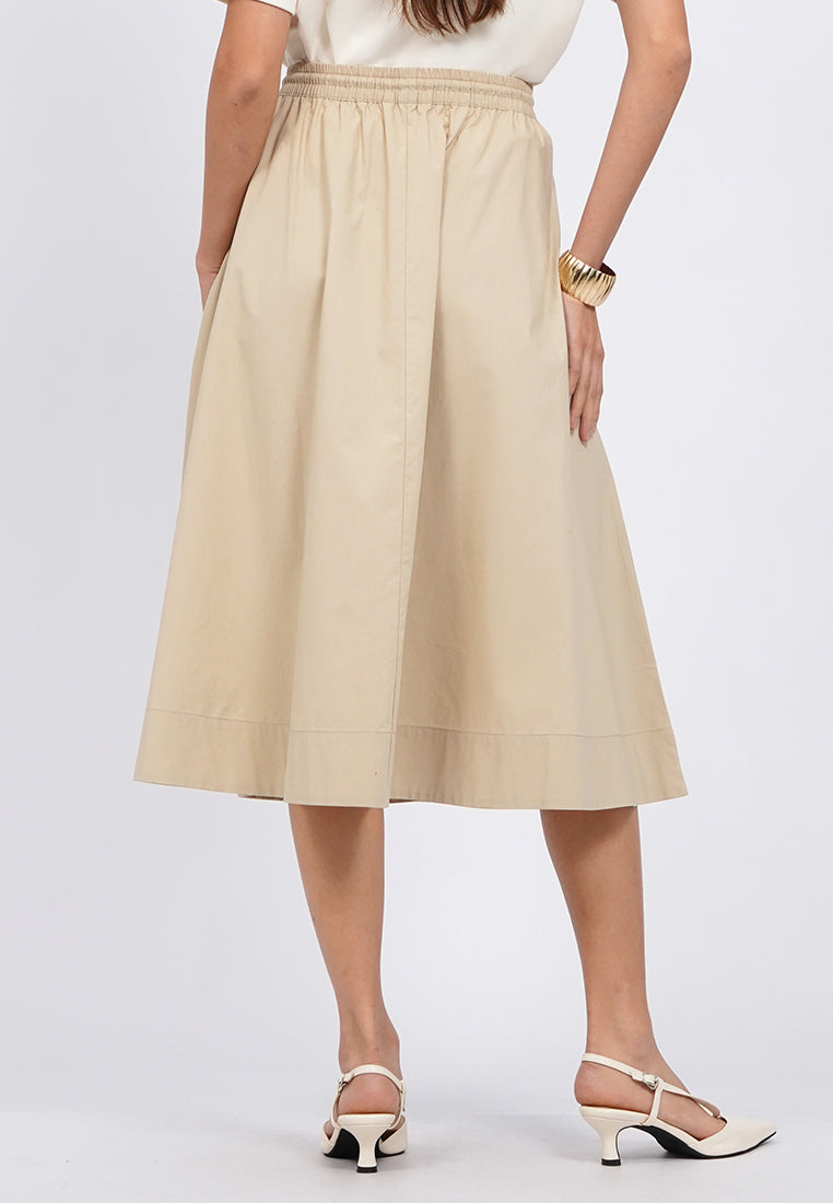 A-line Midi Skirt with Drawstring