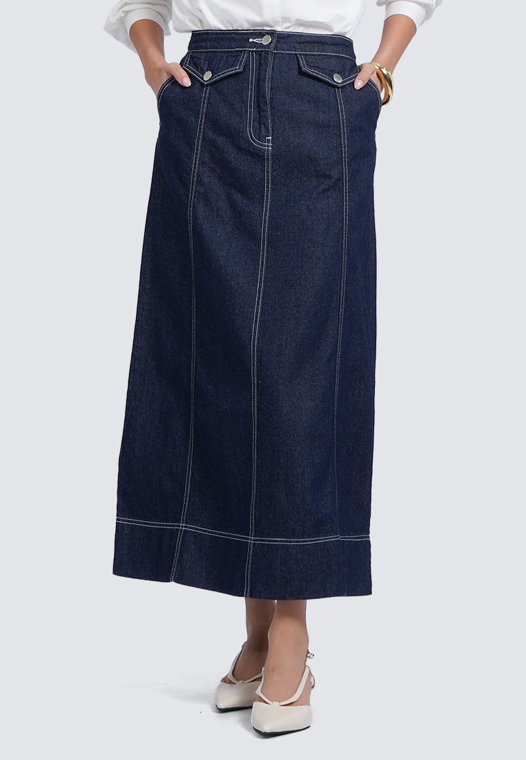 A-Line Maxi Denim Skirt