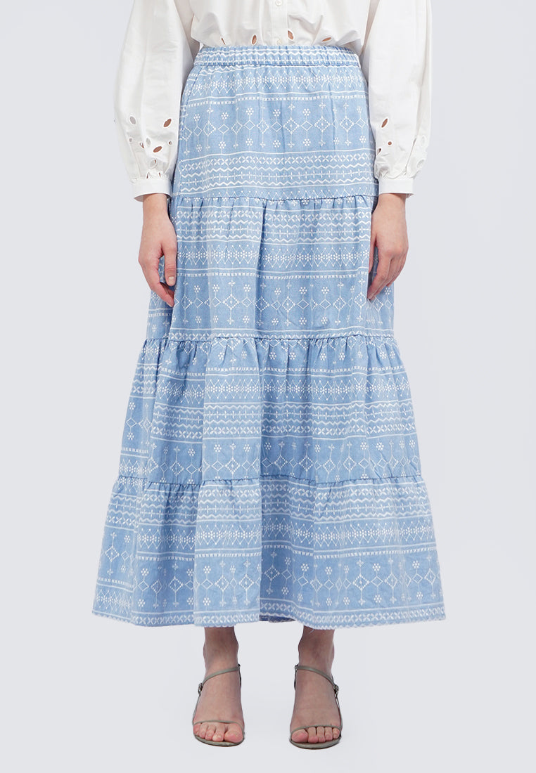 Printed Tier Maxi Skirt