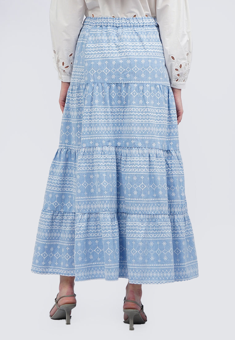 Printed Tier Maxi Skirt