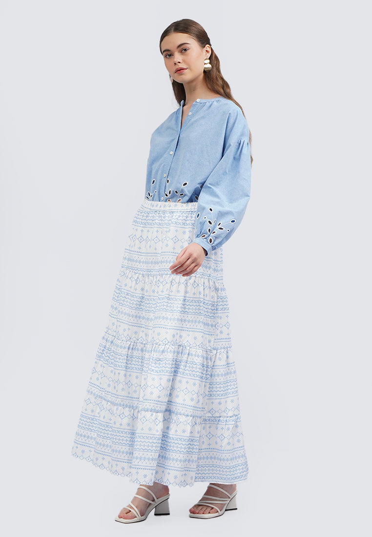 Printed Tier Maxi Skirt