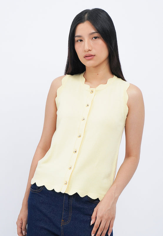 Scalloped Hem Sleeveless Knit Top