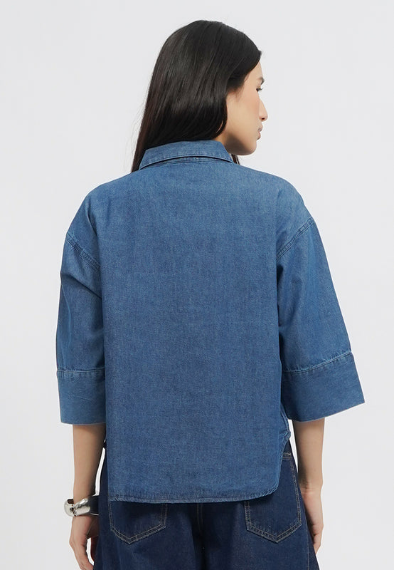 V-Neck Wide Sleeve Blouse
