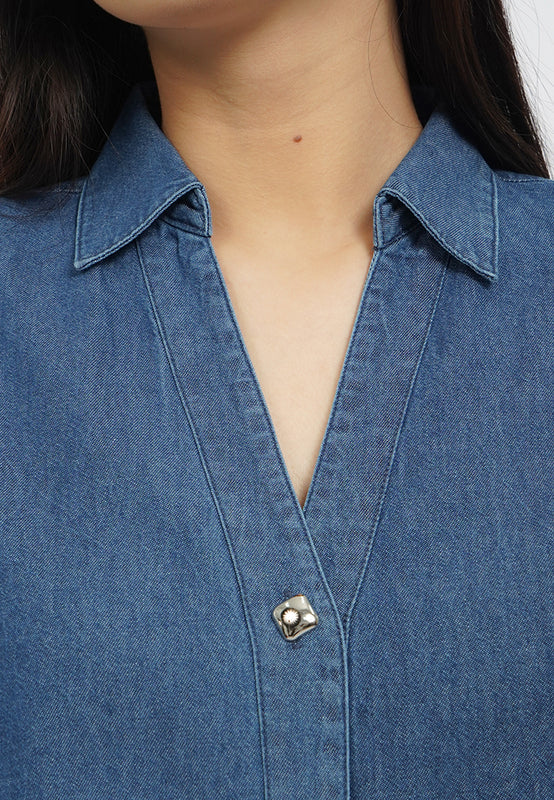 V-Neck Wide Sleeve Blouse