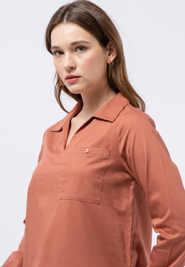 V-neck Long Sleeve Blouse