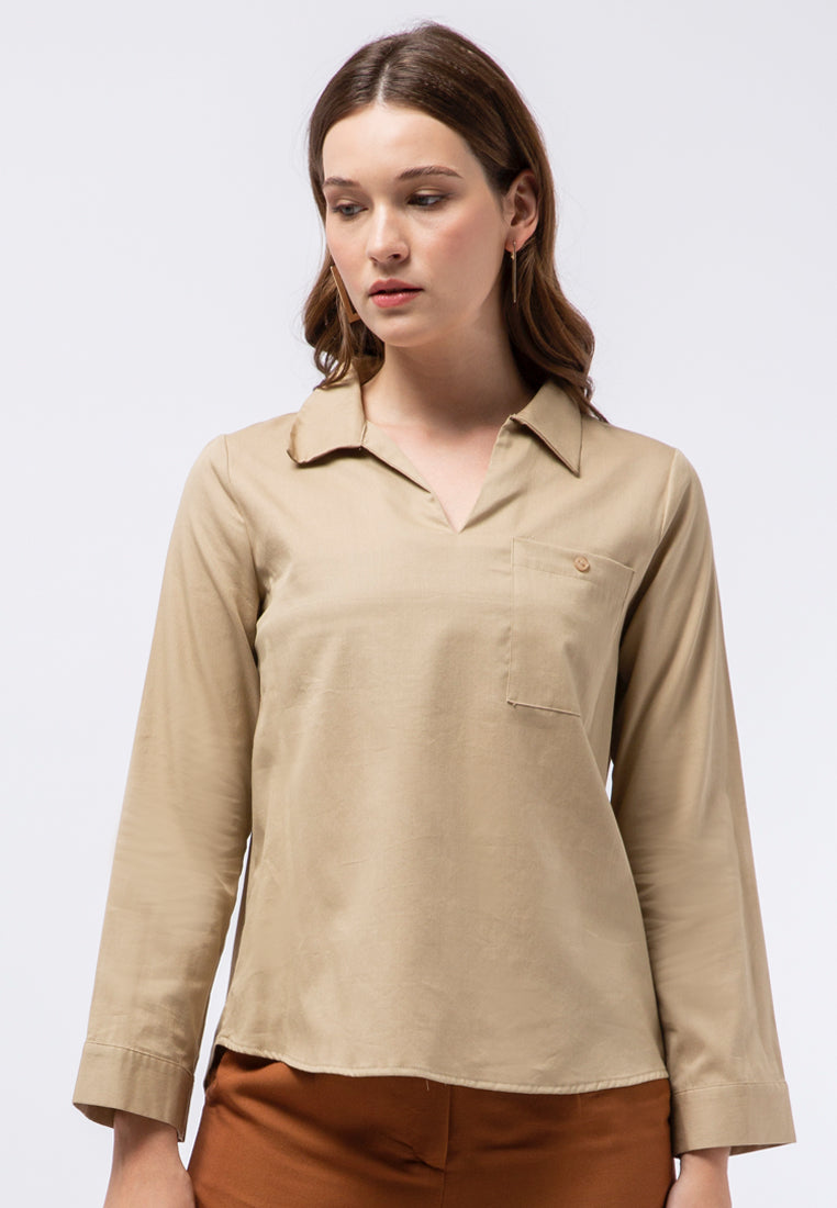 V-neck Long Sleeve Blouse